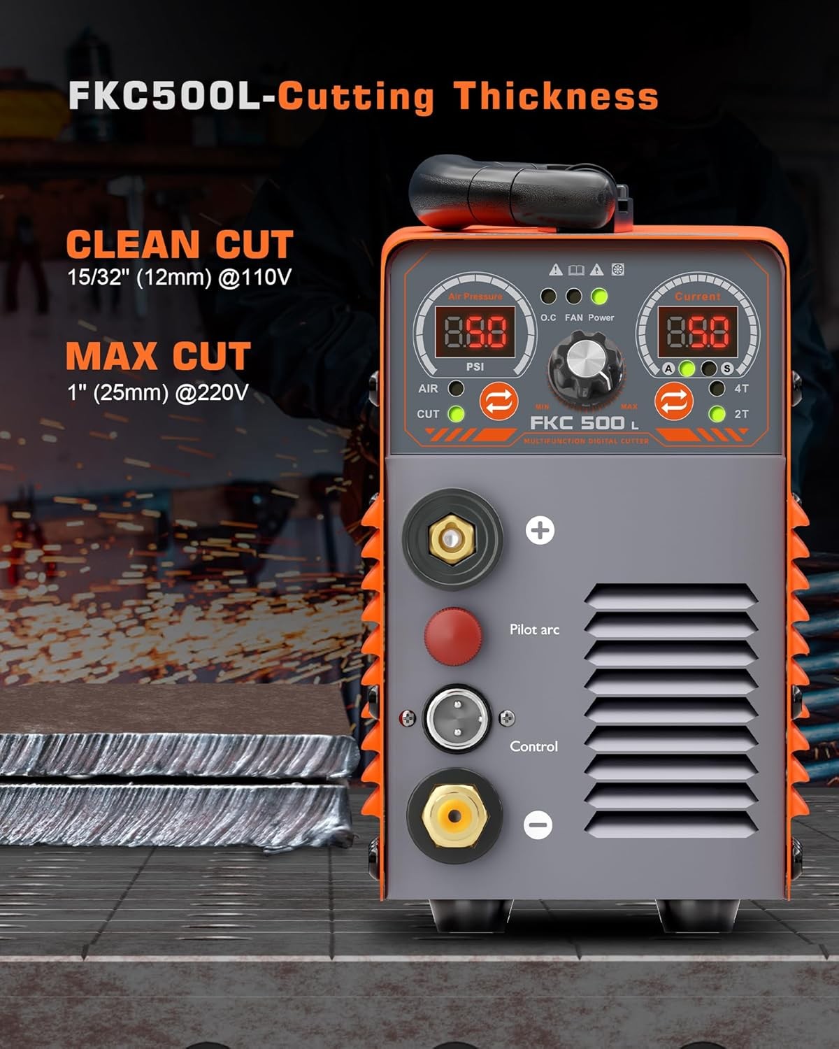 50A Plasma Cutter, Low-Frequency Non-Touch Pilot Arc 110V/220V 2T/4T, Post-Flow