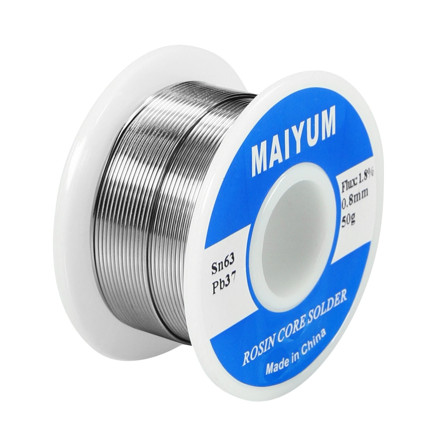 MAIYUM 63-37 Tin Lead Rosin Core Solder Wire for 0.8mm 50g, 50g