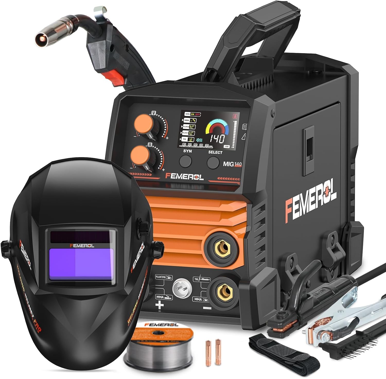 FEMEROL 140A 3in1 MIG Welder Flux Core Lift TIG Stick 110V
