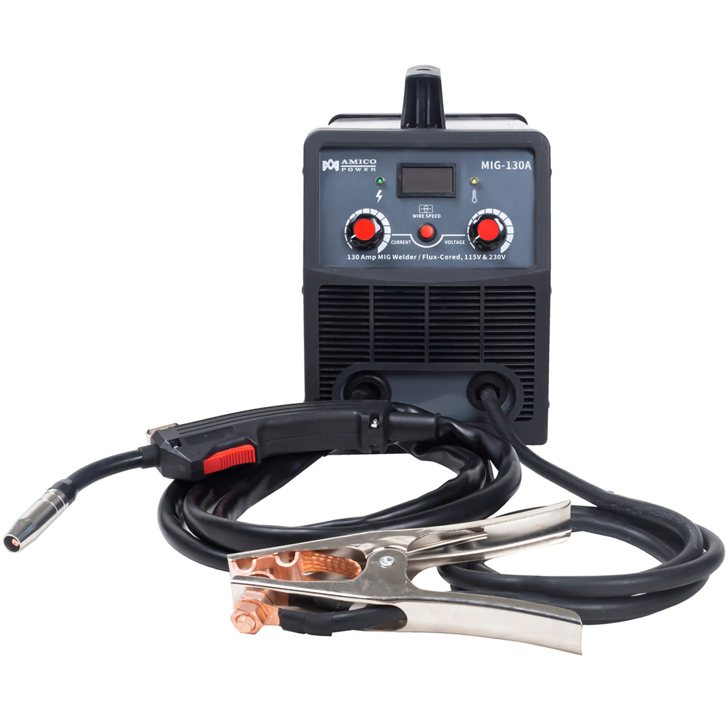 MIG-130A, 130-Amp MIG/Flux Core Welder, 115/230V Dual Voltage Inverter Welding