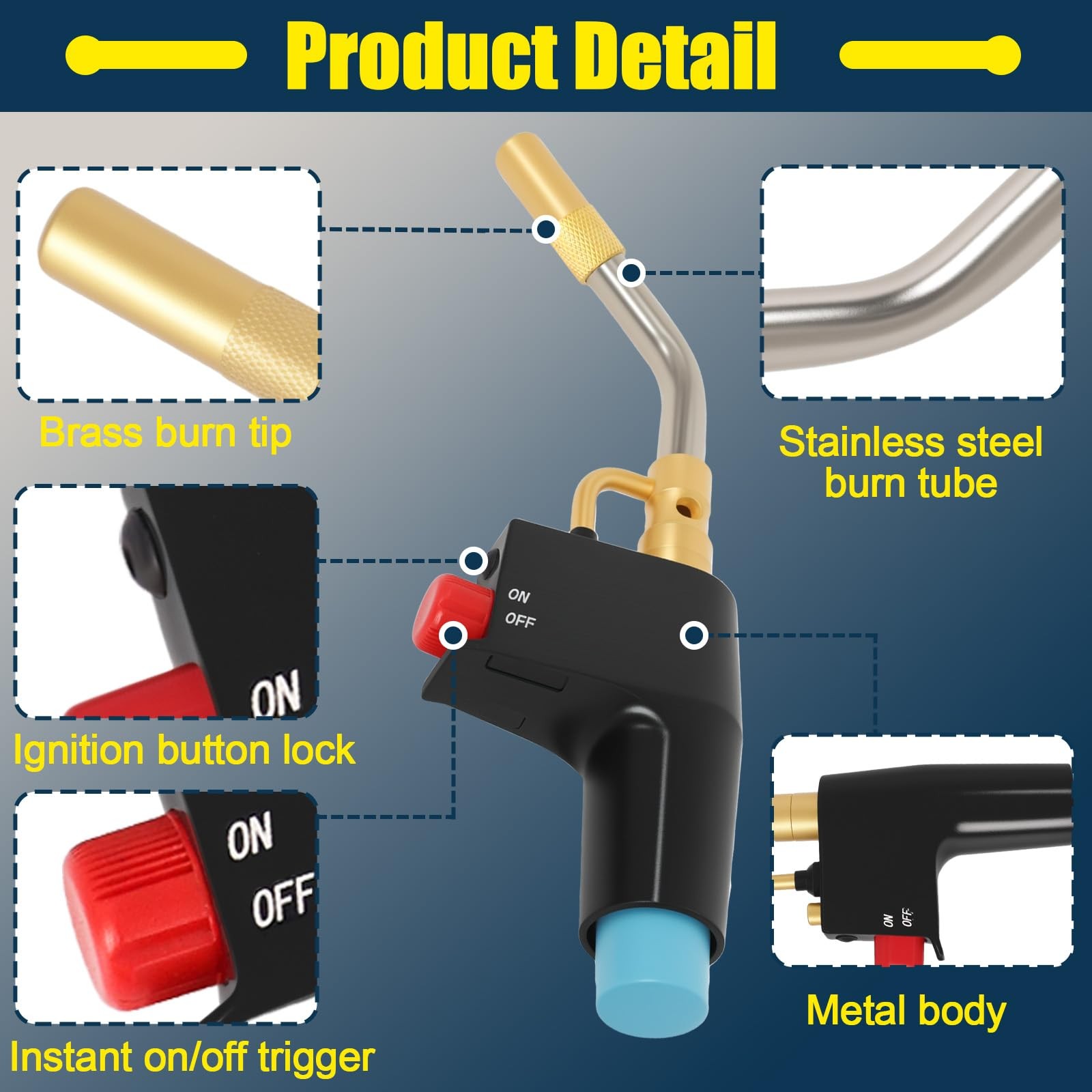 Trigger-Start Torch Head TS4000, High Intensity Flame Torch, 1, Blue