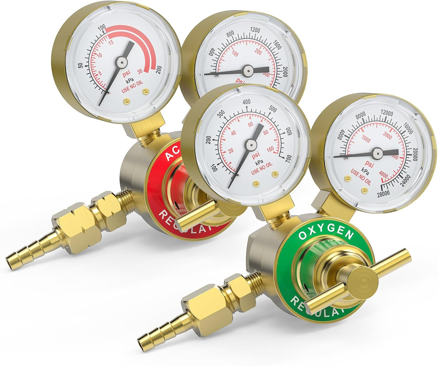 Acetylene and Oxygen Regulator, CGA540 and CGA200 | Included Hose, Gas Source Co