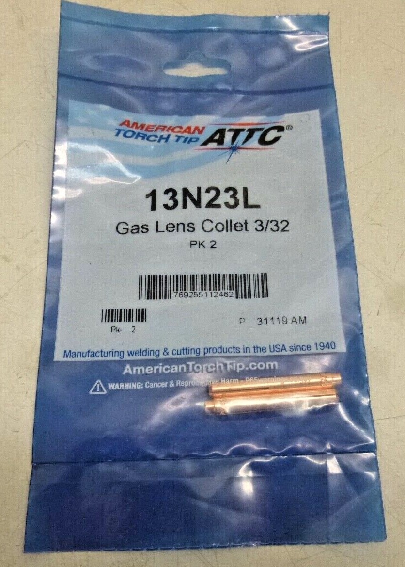 NEW AMERICAN TORCH TIP Gas Lens Collet, 3/32 In, PK2, 13N23L, LOT OF 5 PKS