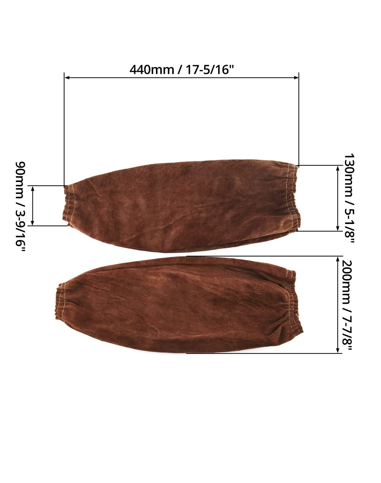 QWORK Leather Welding Sleeves, Safety Heat Resistant Arm One Size, Brown