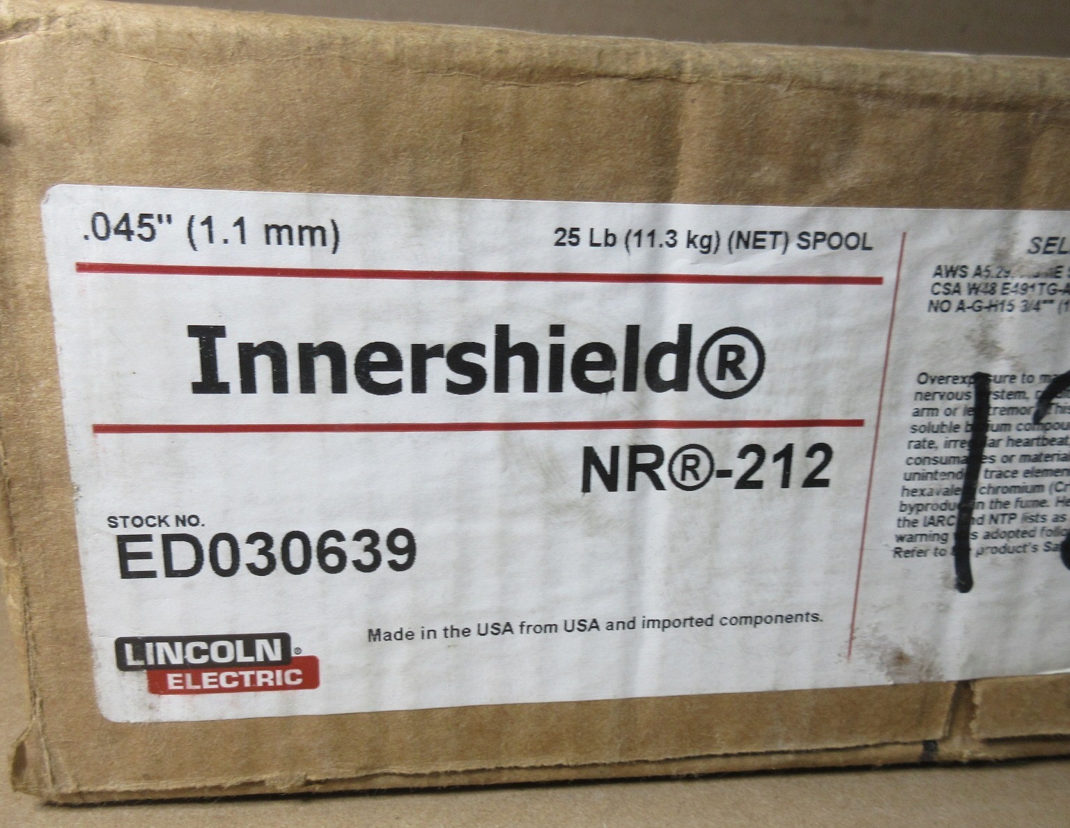 Lincoln Innershield NR-212 ED030639 Self Shielded Cored Welding Wire .045 diam