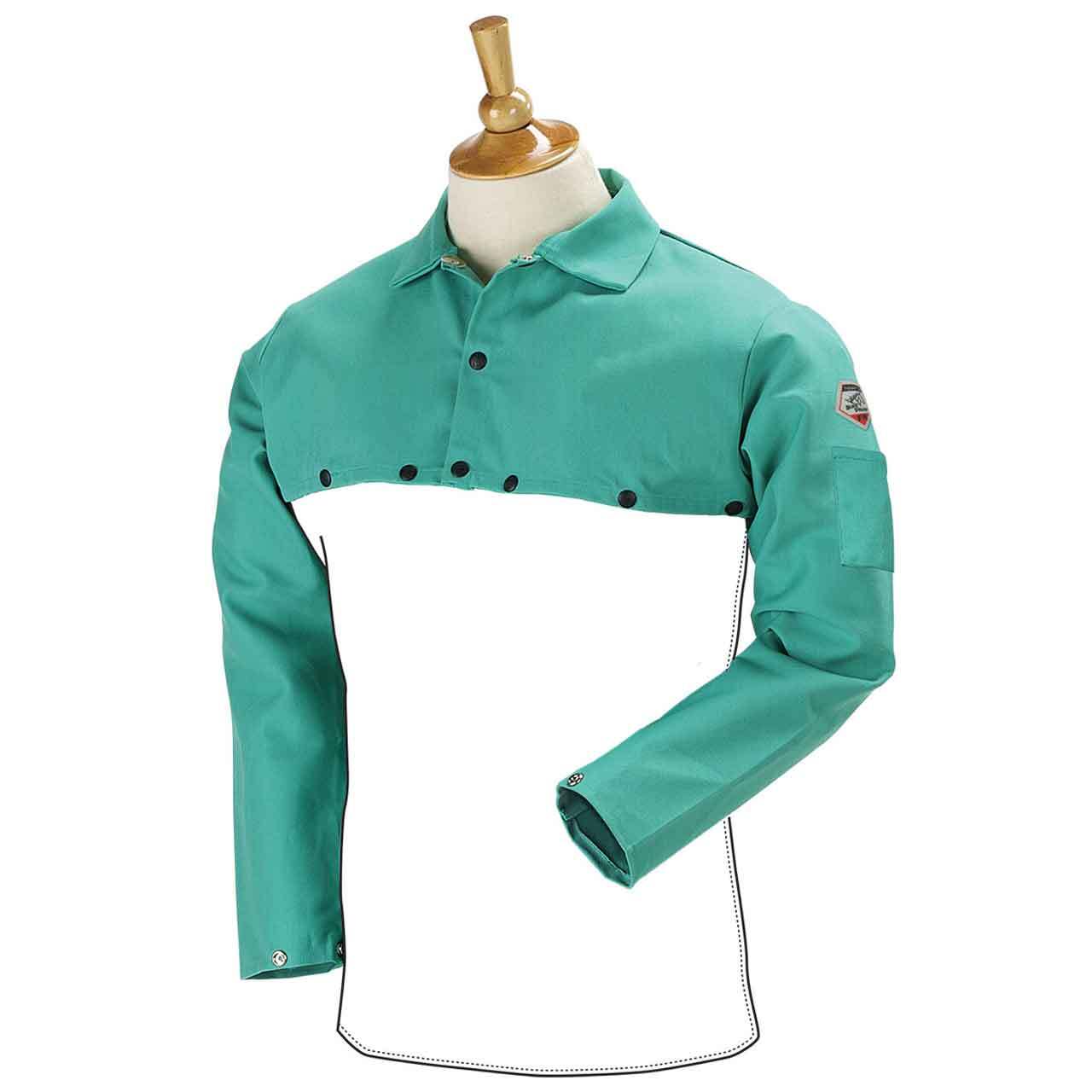 Black Stallion F9-21CS FR Cotton Welding Cape Sleeves 9oz Green Medium