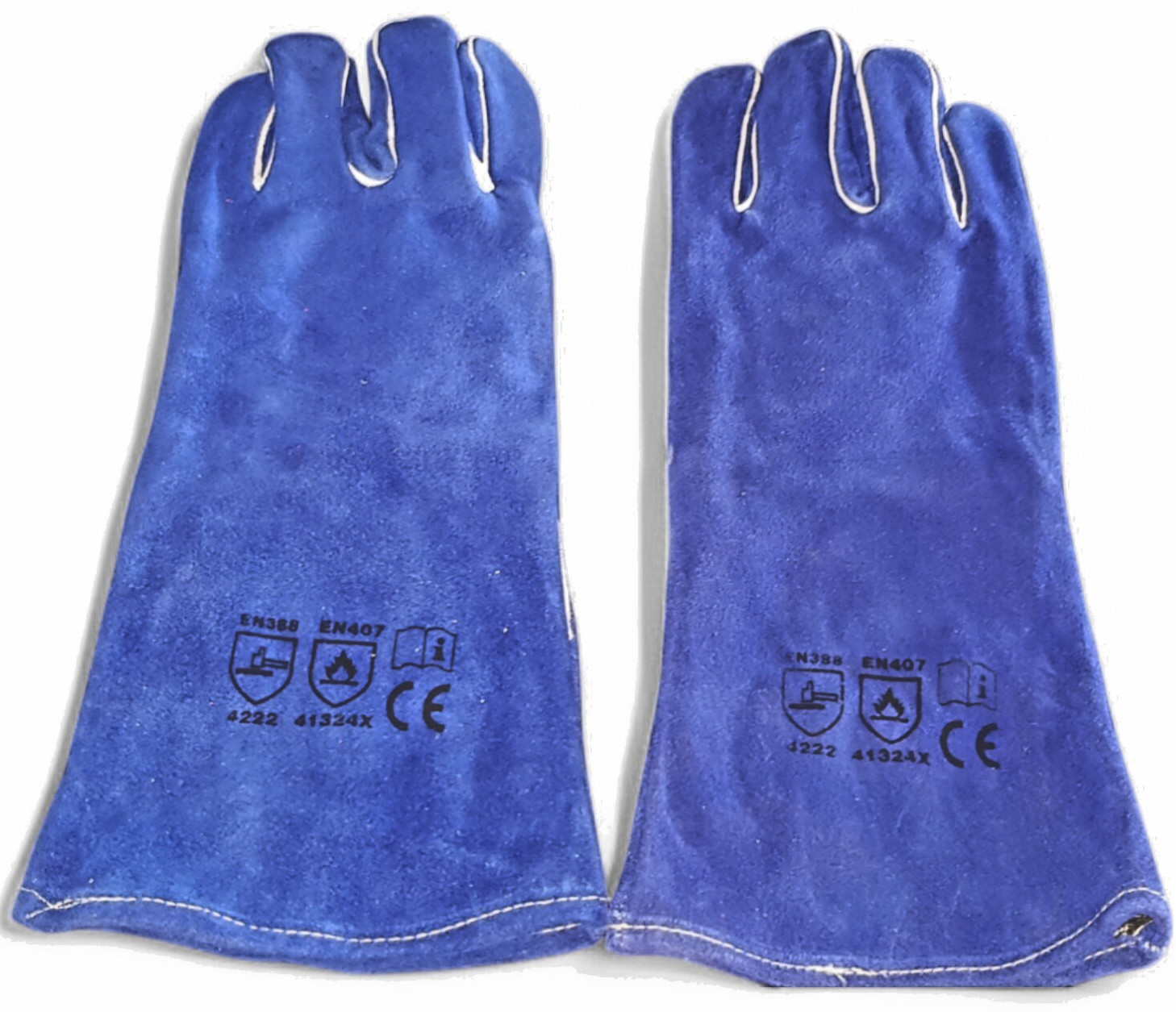 16″ COWSPLIT LEATHER, REINFORCED BLUE THUMB PALMLINED WITH COTTON & FLEECE, BLUE