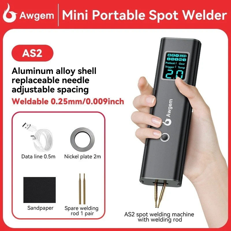 Awgem Handheld Mini Portable Spot Welder 90 Gears for 18650 Battery DIY Welding
