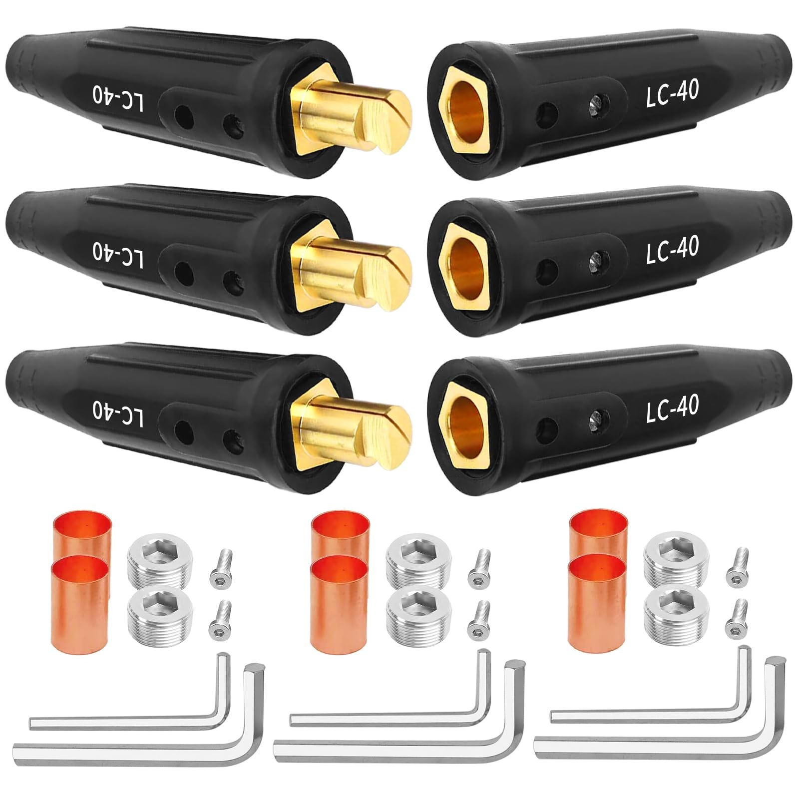 LC40 Welding Cable Quick Connectors Male Female 1/0 2/0 AWG 350A 3 PCS