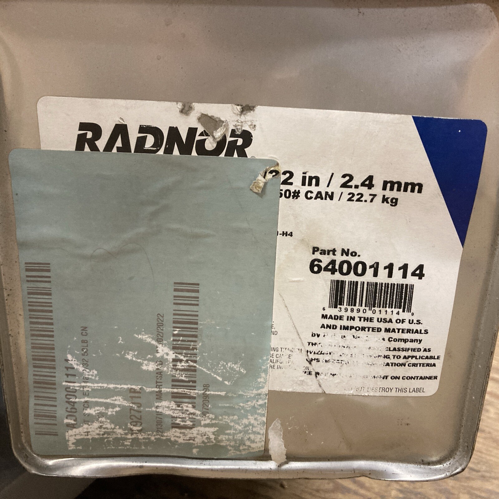 NEW RADNOR 64001114 50lb. Can Of 3/32” W x 14”L #E7018-1-H4R ELECTRODES