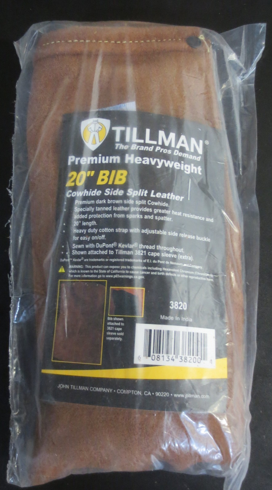 Tillman 3820 20″ Dark Brown Premium Side Split Cowhide Bib – OSFM