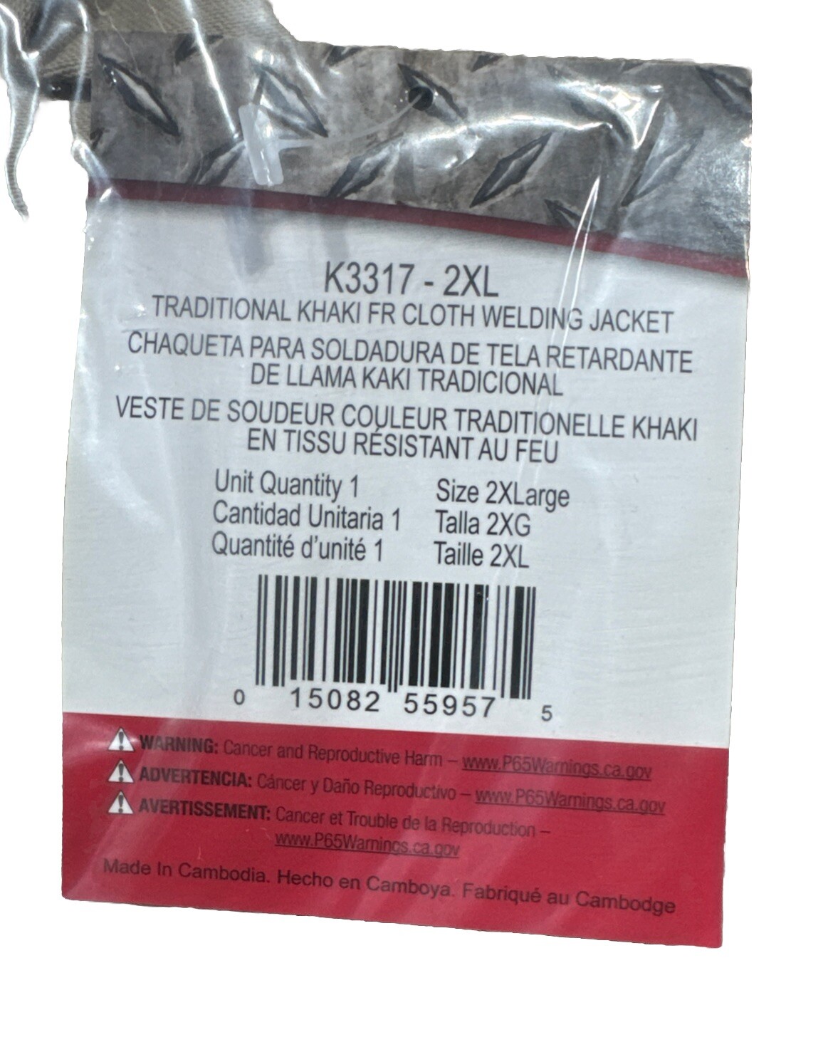 Lincoln Electric K3317-2XL Traditional Khaki FR Cloth Welding Jacket 2X-Large