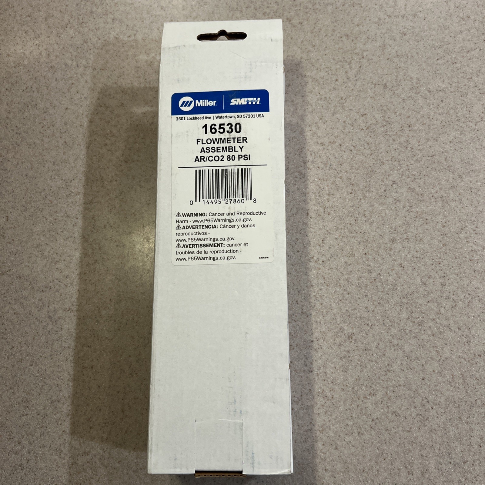 Miller Electric 16530 Flowmeter, Argon, Carbon Dioxide, Single Stage, 1/4 In