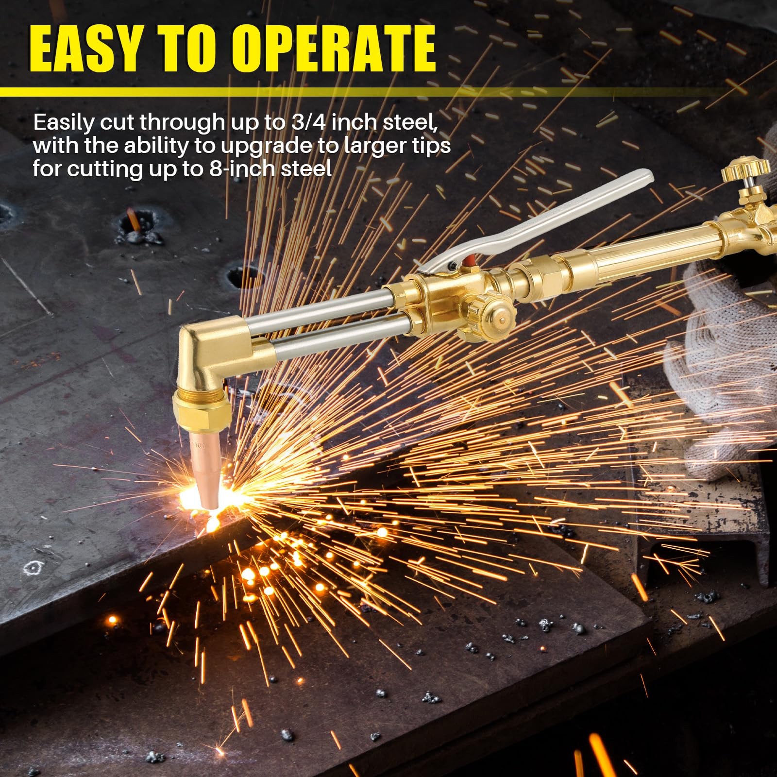 FLKQC Victor Type Cutting Attachment Torch Handle Oxygen/Acetylene Gold