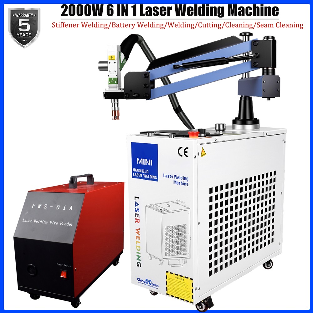6 in 1 2000W Battery Welder Laser Cleaning Cutting Stiffener Welding Machine US