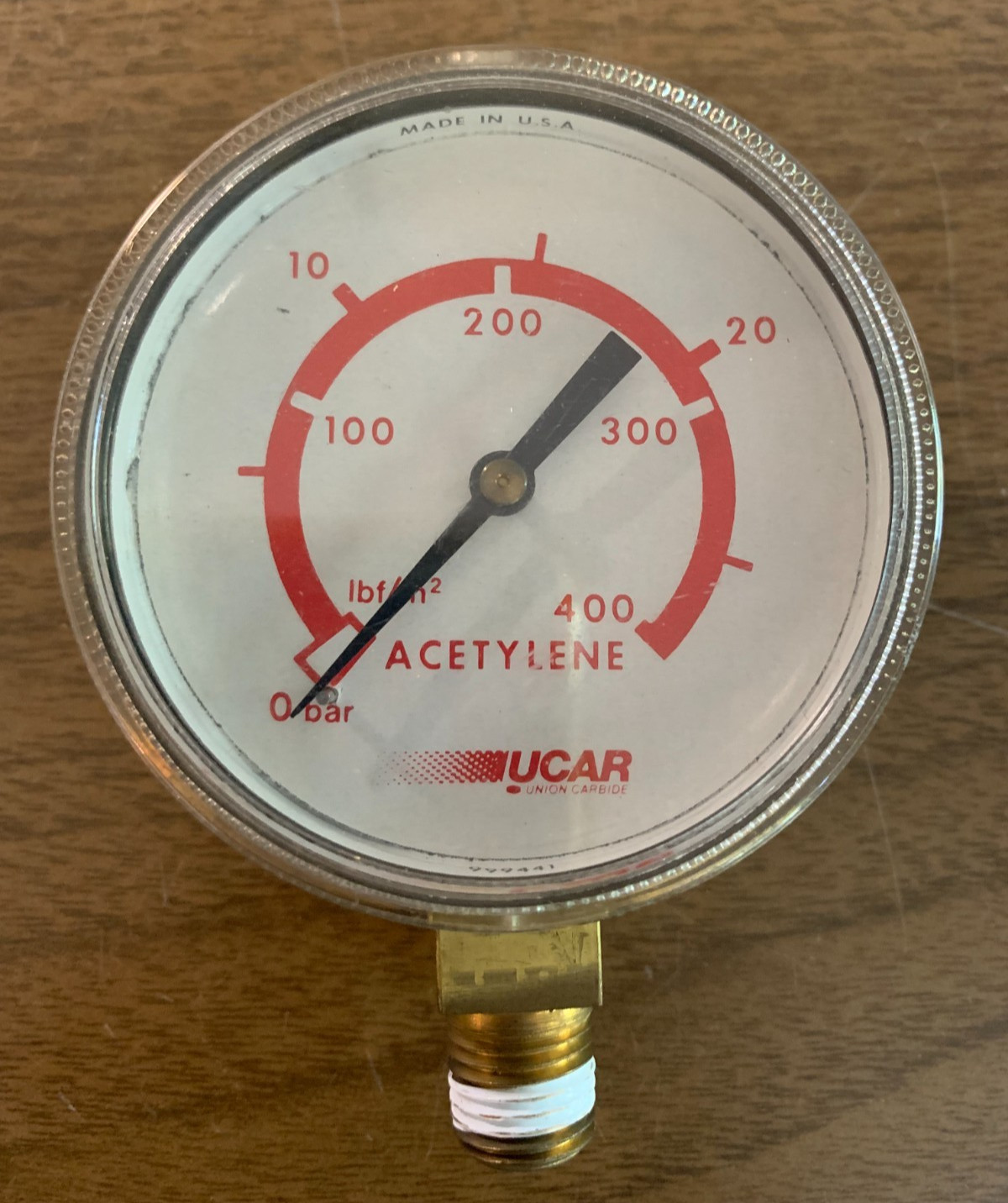 Union Carbide 2 1/2″ WELDING GAUGE 0-30 PSI 1/4 NPT ACETYLENE NOS
