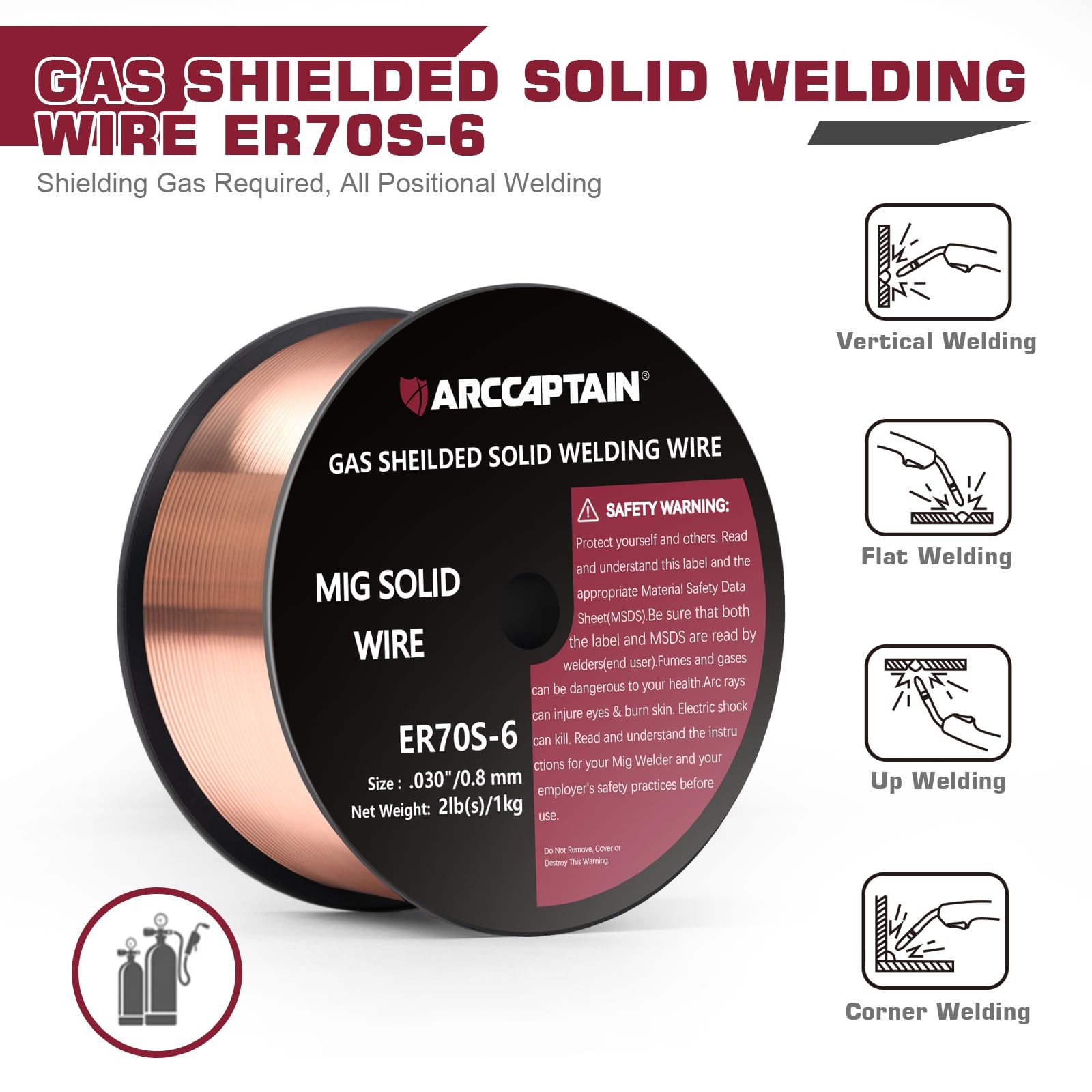 Mig Welding Wire, Mig Wire ER70S6 2Lbs Gas Solid Carbon Steel Low Splatter Mi…