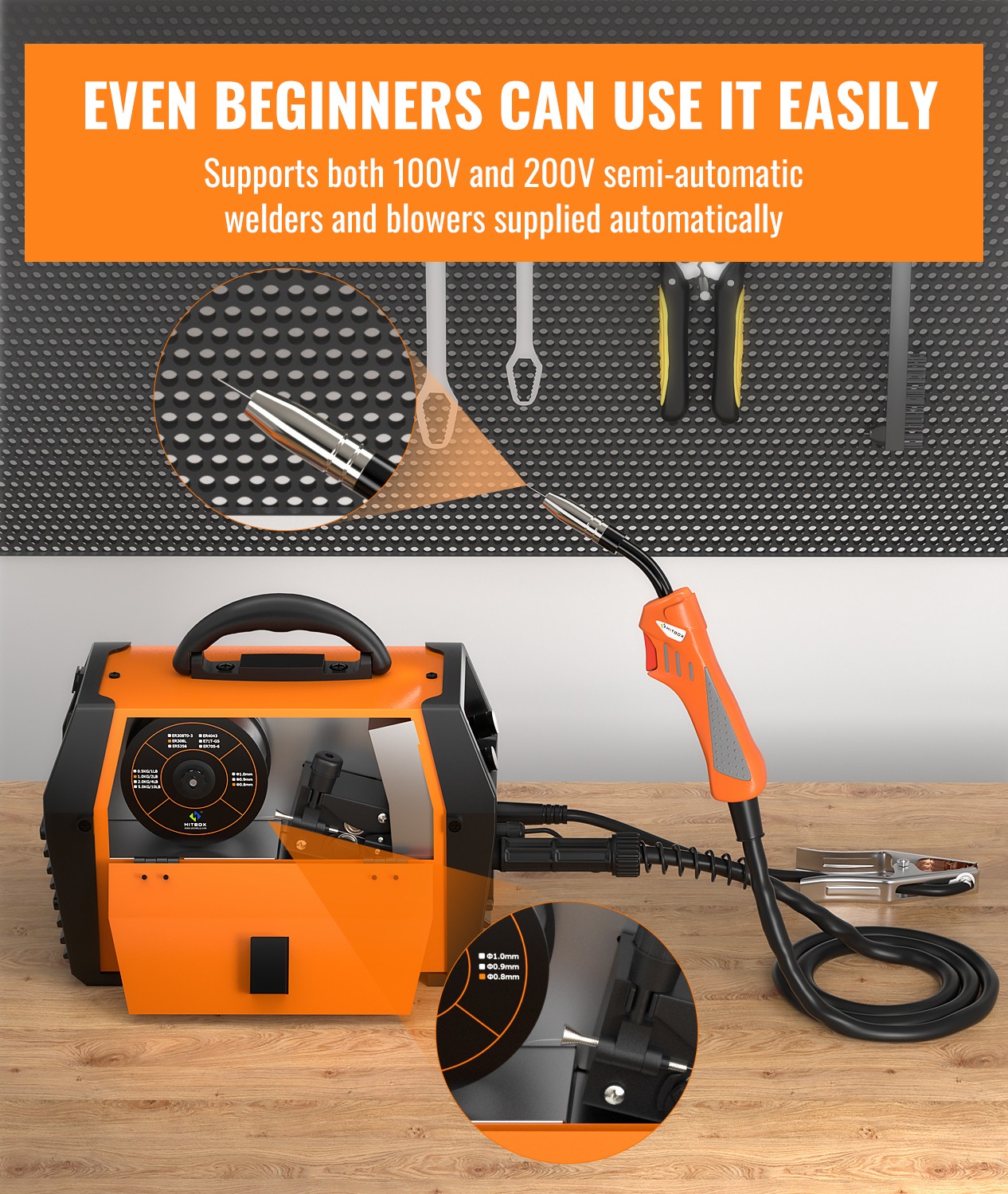 HITBOX 140A Multi-Function Welder Gasless MIG ARC Lift TIG 3in1 Welding Machine