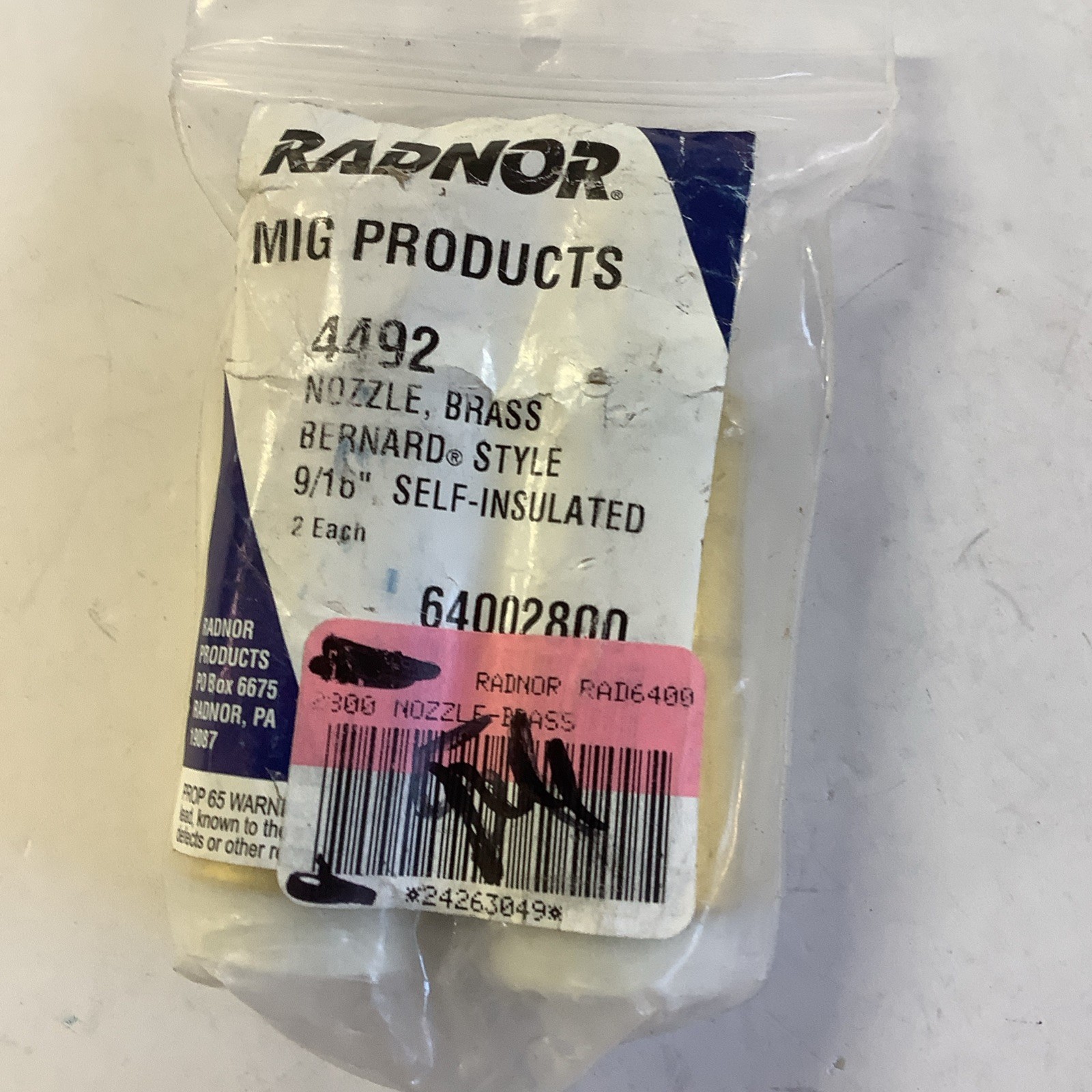 Radnor 4492 Nozzle, Brass Bernard 9/16″ Qty 2