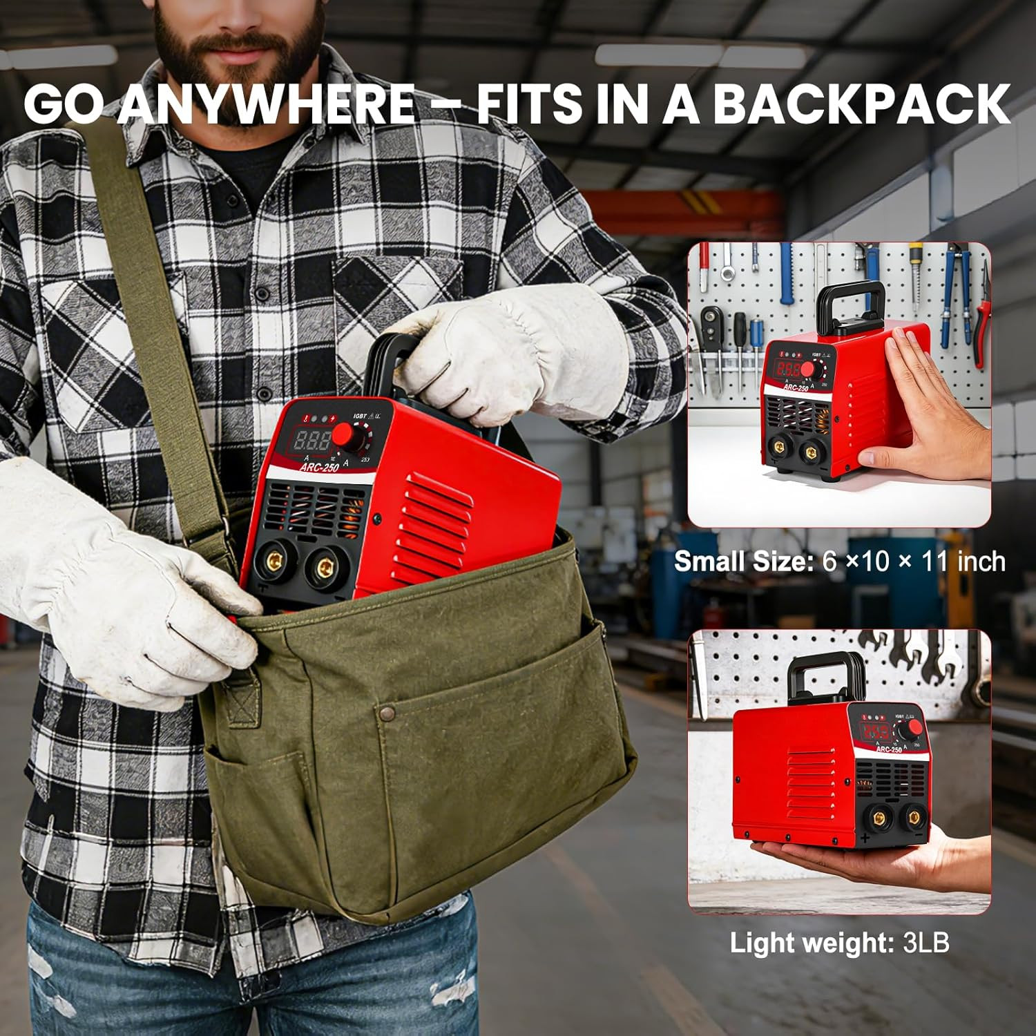 Wrdlosy-Mini Portable Stick Welder 250Amp, 110V Welding Machine with 20PCS Rods