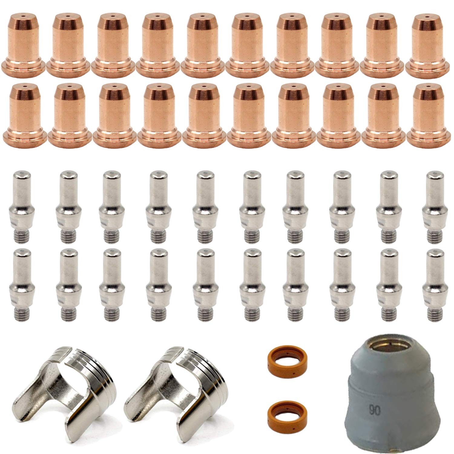 45pcs Ipt60 Pt60 Ipt40 Pt40 Plasma Cutting Torch Tip Electrode Shield Cap Stand