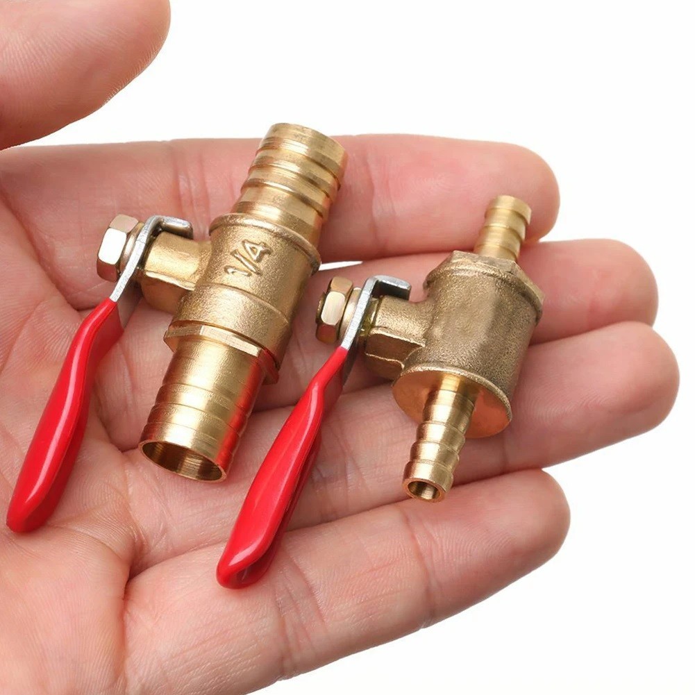 6/8/10/12mm Hose Barb Inline Water Air Gas Fuel Shut-off Brass Ball Valve Switch