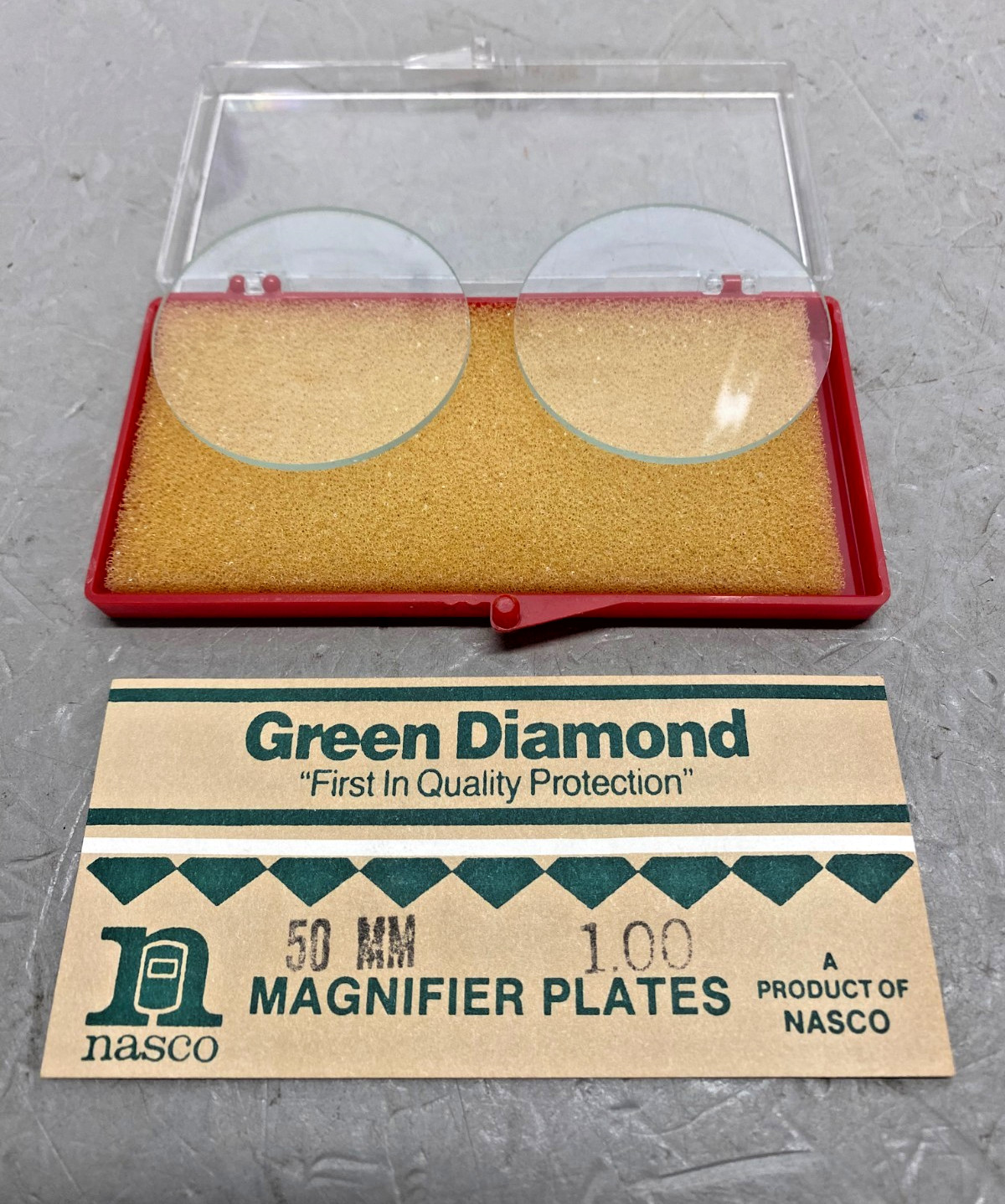 Nasco Green Diamond 1.00 Welding Magnifier Plates, 50mm, Round