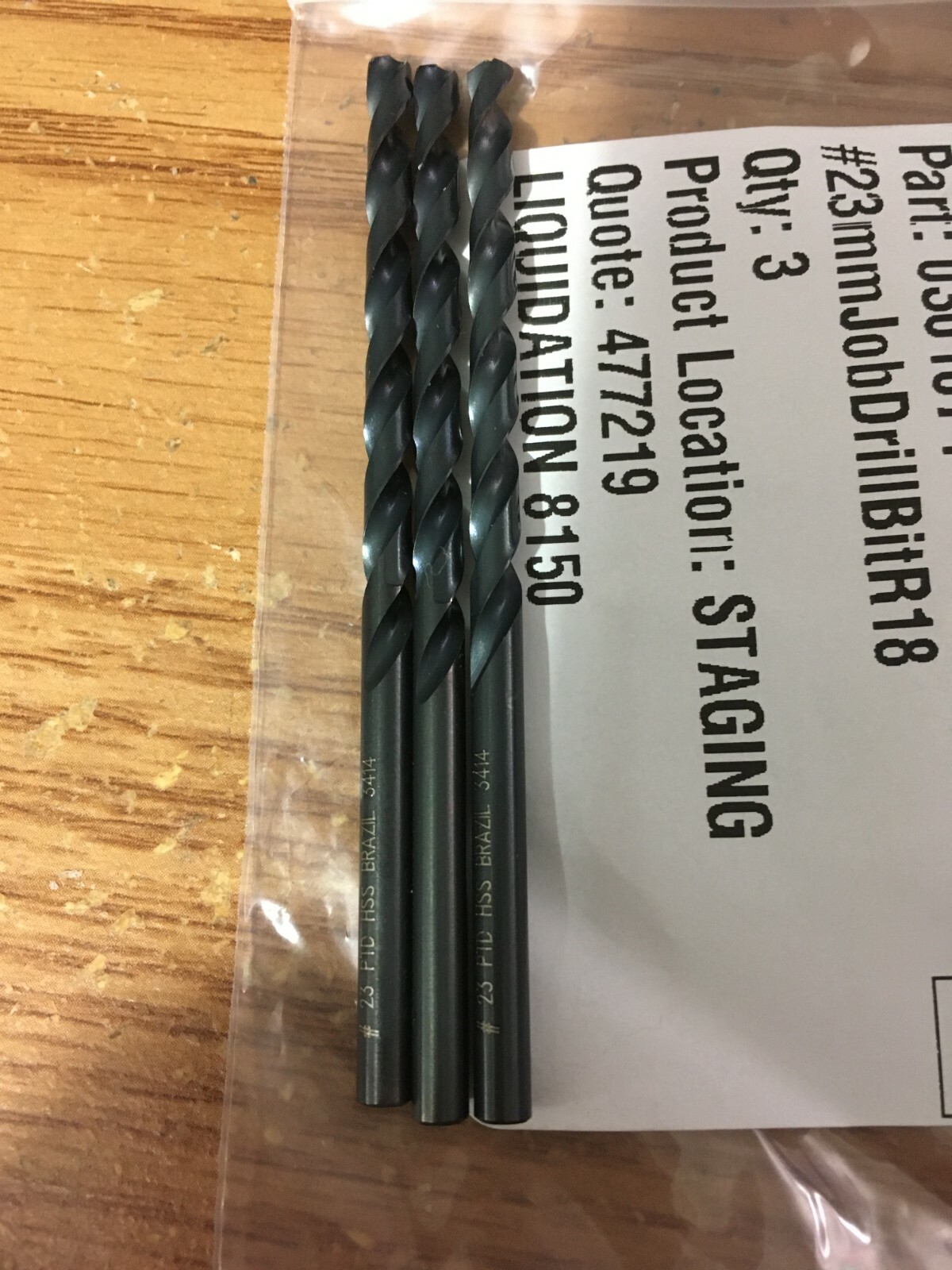(3) #23 x 3-1/8” OAL HSS 118° Black Oxide Finish Jobber Drill