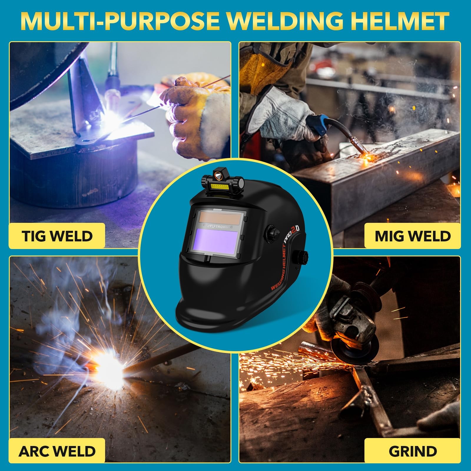 TRQWH Welding Helmet with Light True Color Auto Darkening Helmets…