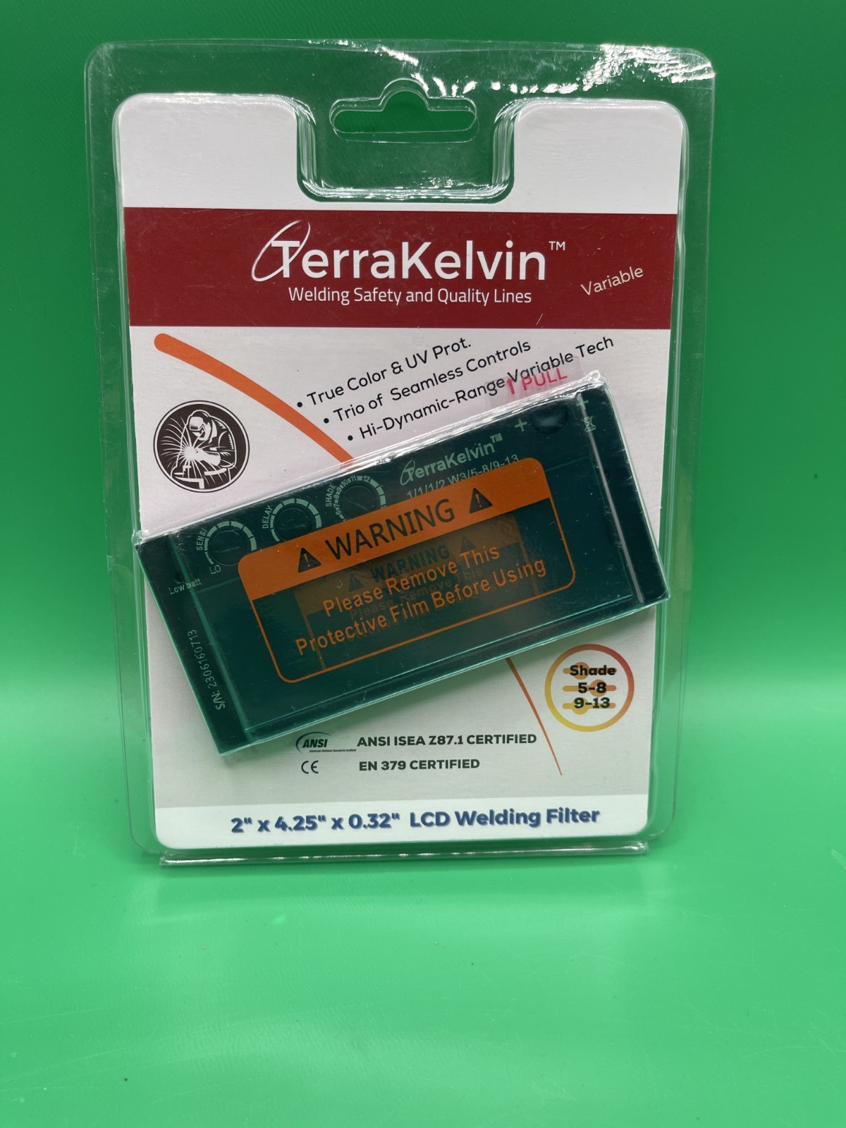 TerraKelvin Shade 12 Auto Darkening Welding Lens True Color Blue Tech 2”x4.25”