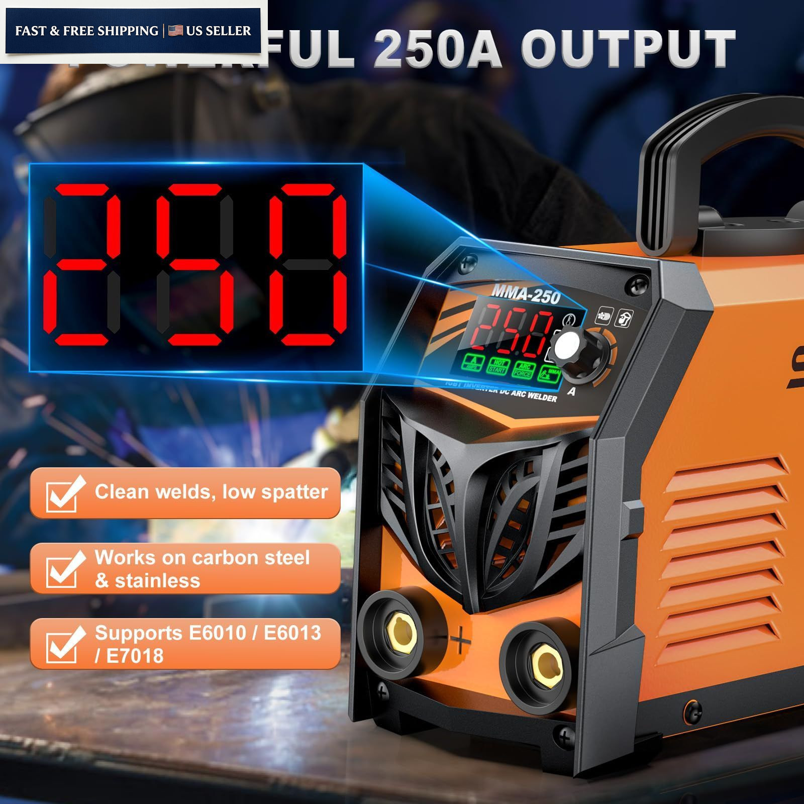 250Amp ARC Welding Machine Stick Welder Portable Inverter 110V 220V LED Display