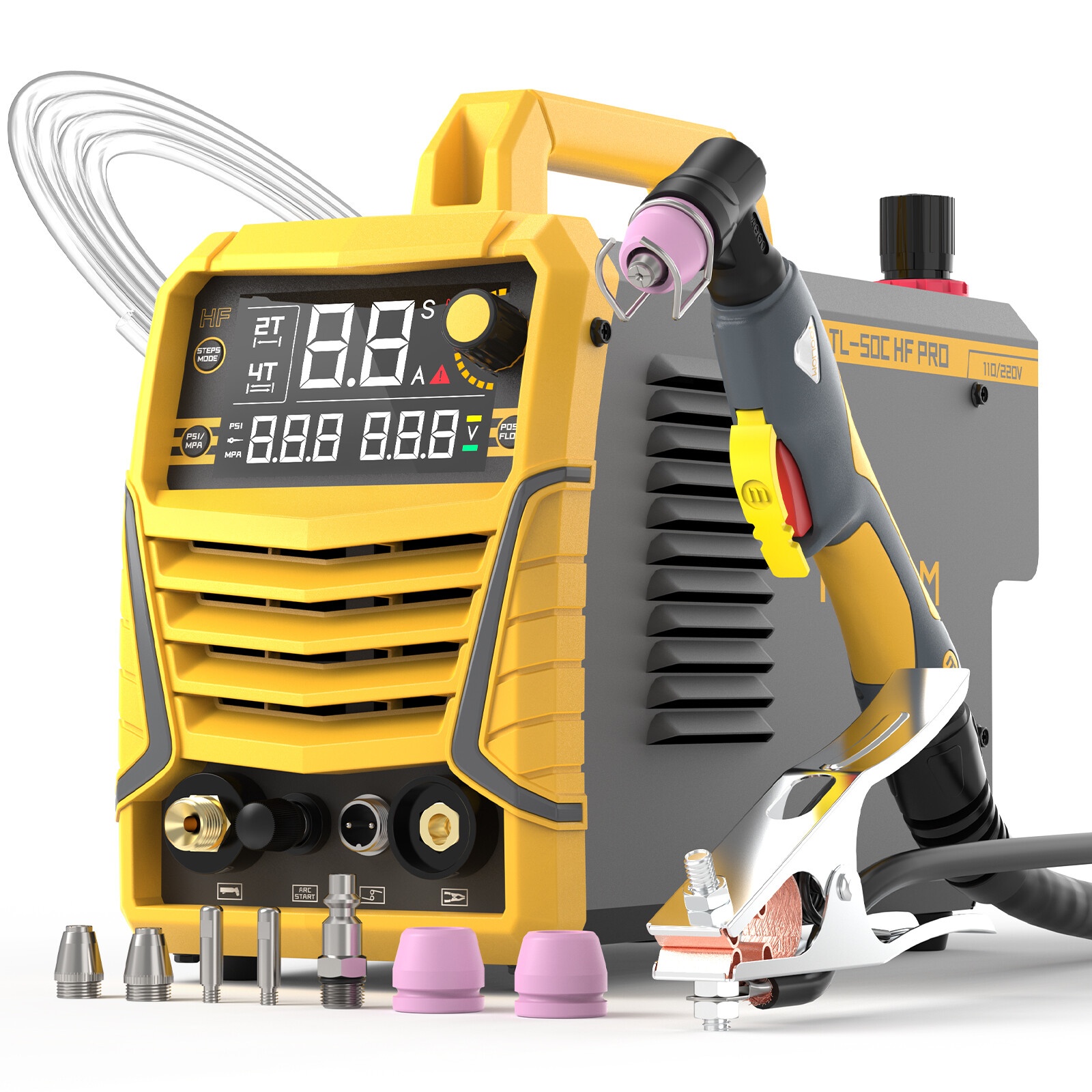 50A Non-Touch Pilot ARC Air Plasma Cutter 110V/220V Post/Flow Gas 1/2″ Clean Cut