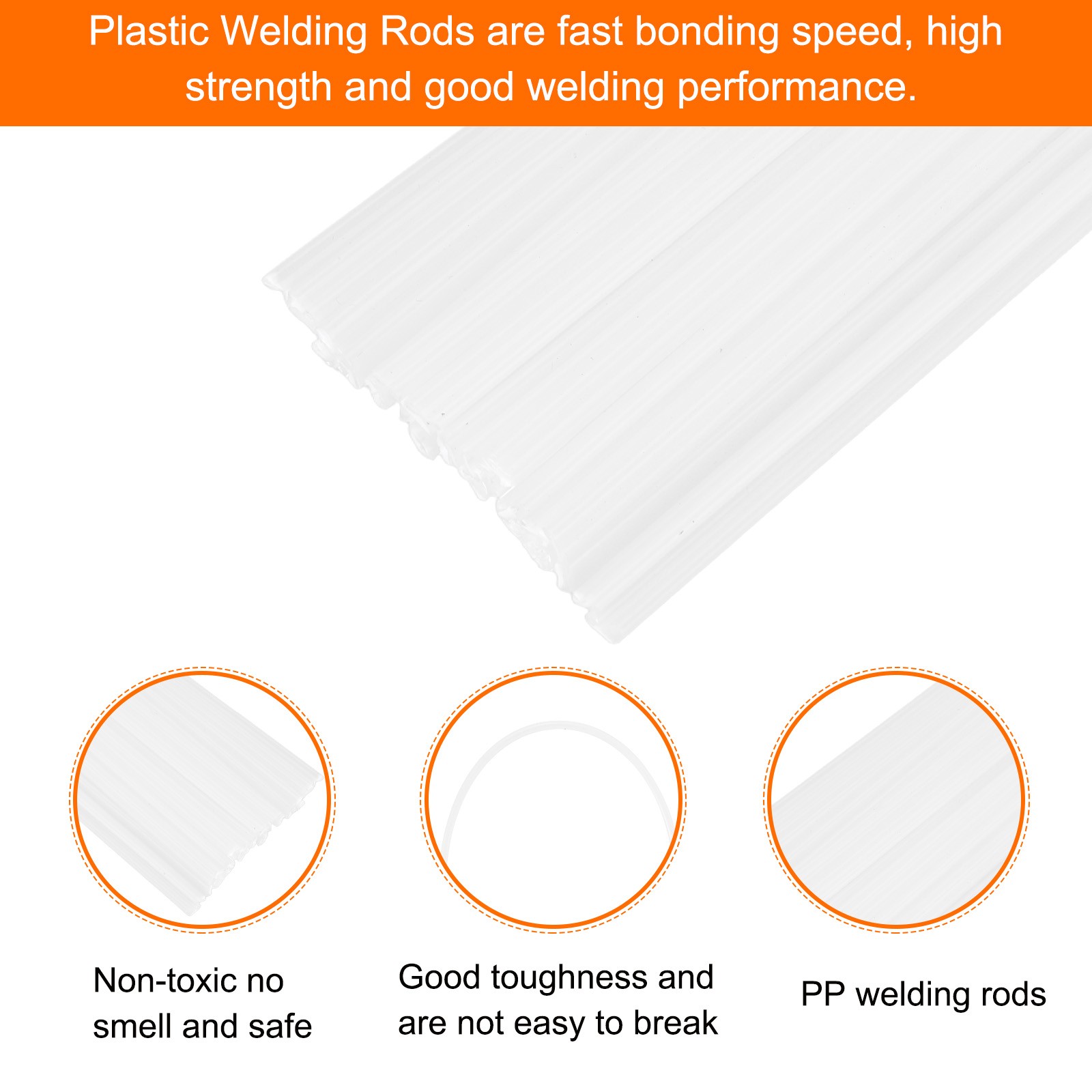 50pcs 8 Inch Plastic Welding Rods PP Welding Strips Welder Rods, White