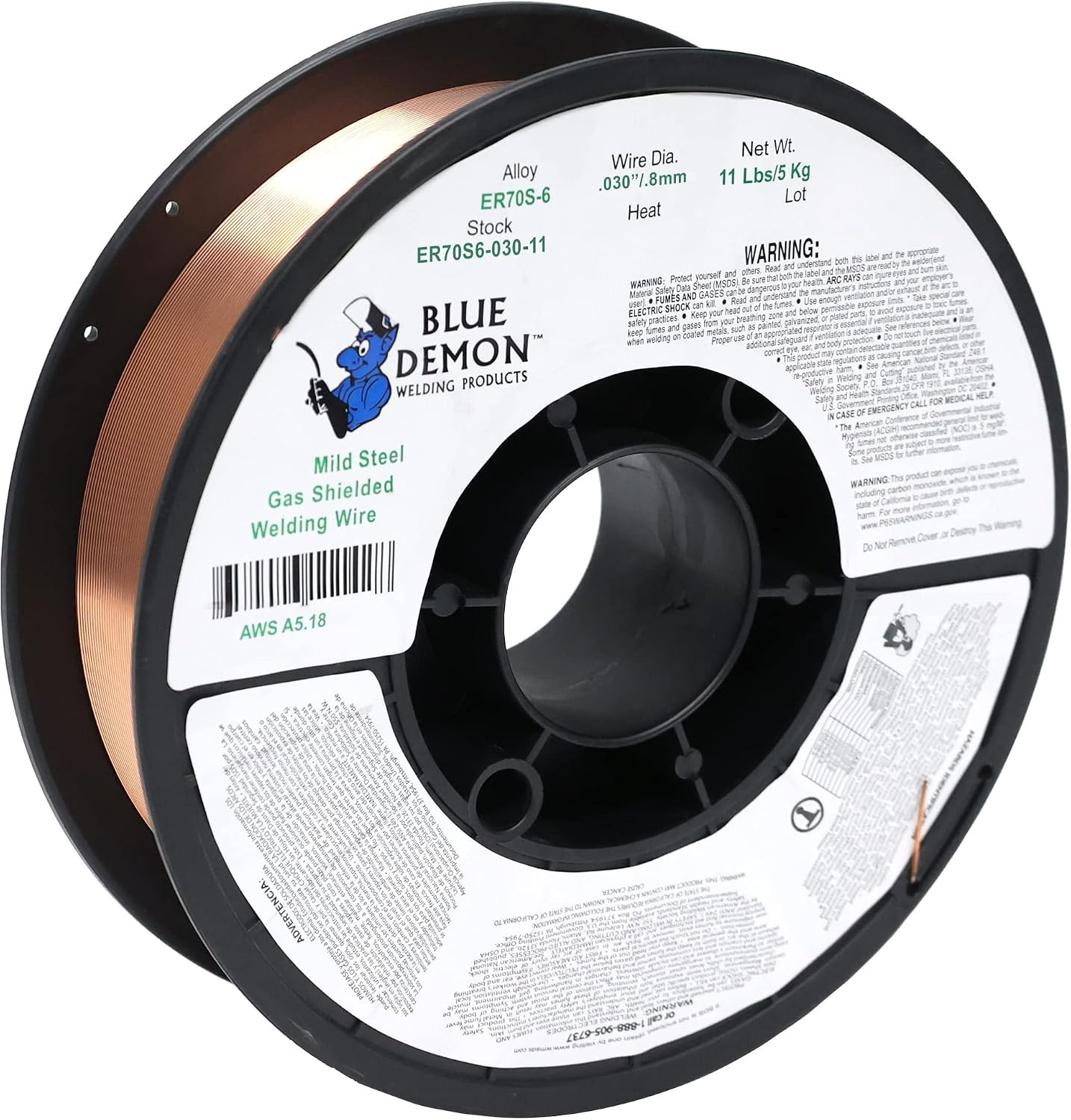 ER70S6 X .030 X 11 LB MIG/GMAW Carbon Steel Welding Wire, All Position, Low Spat