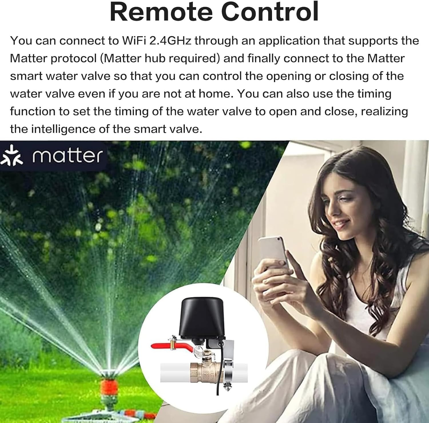 Matter Smart Water Valve, Matter Valve, Electric Smart Valvee, Automatic Ball Va