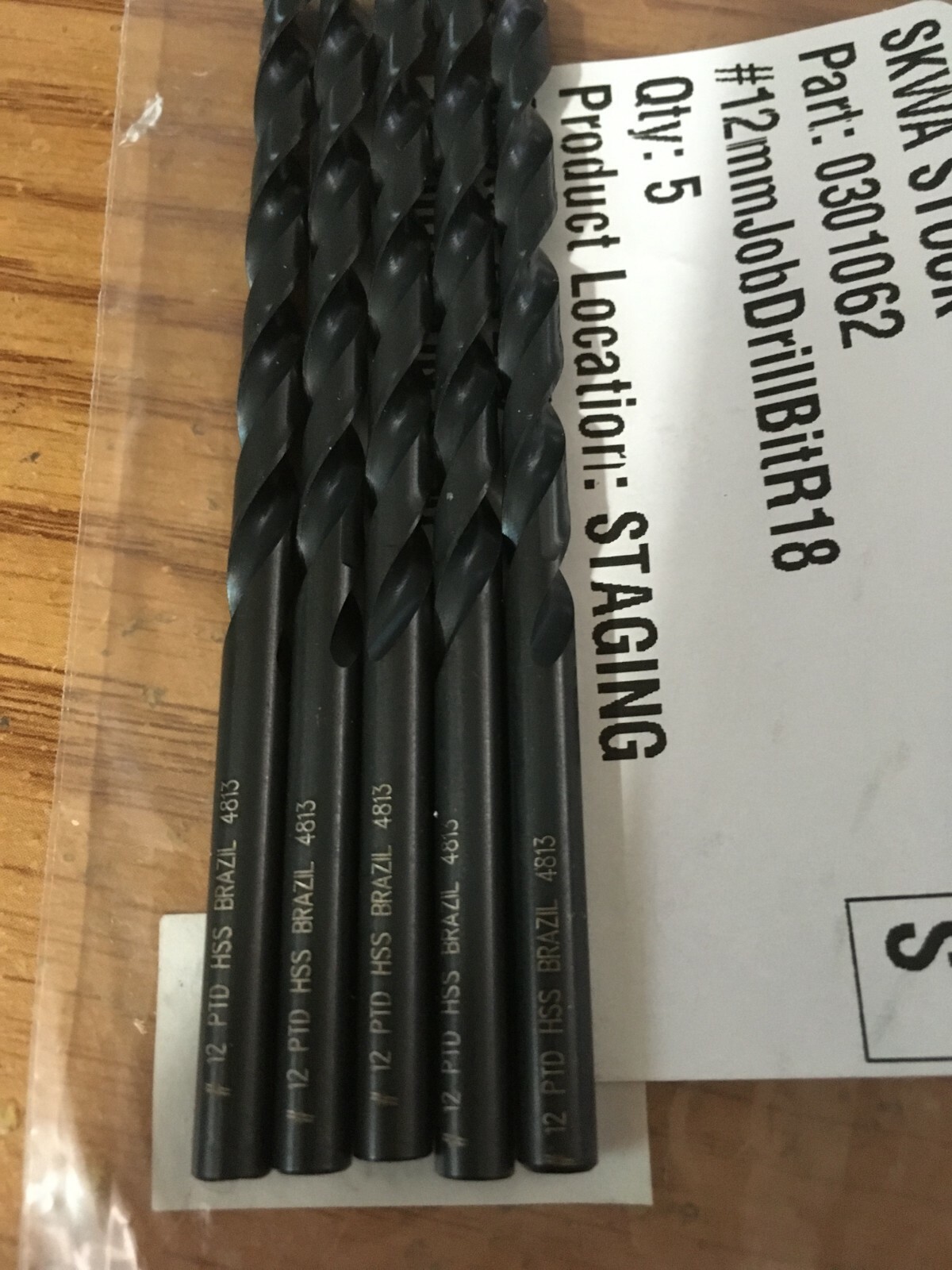 (5) #12 x 3-1/2” OAL HSS 118° Black Oxide Finish Jobber Drill