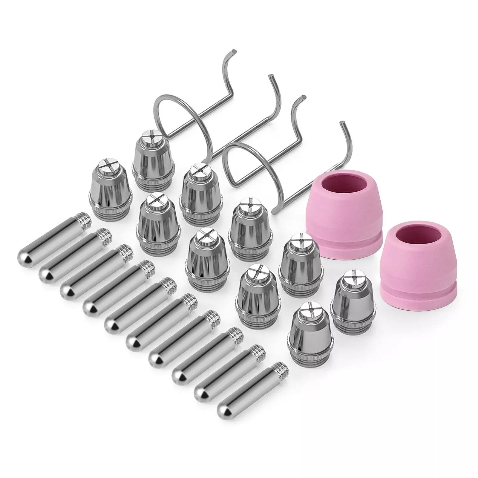 24PCS New Nozzles/Shield Cups Plasma Cutter Torch Consumables Complete Kit