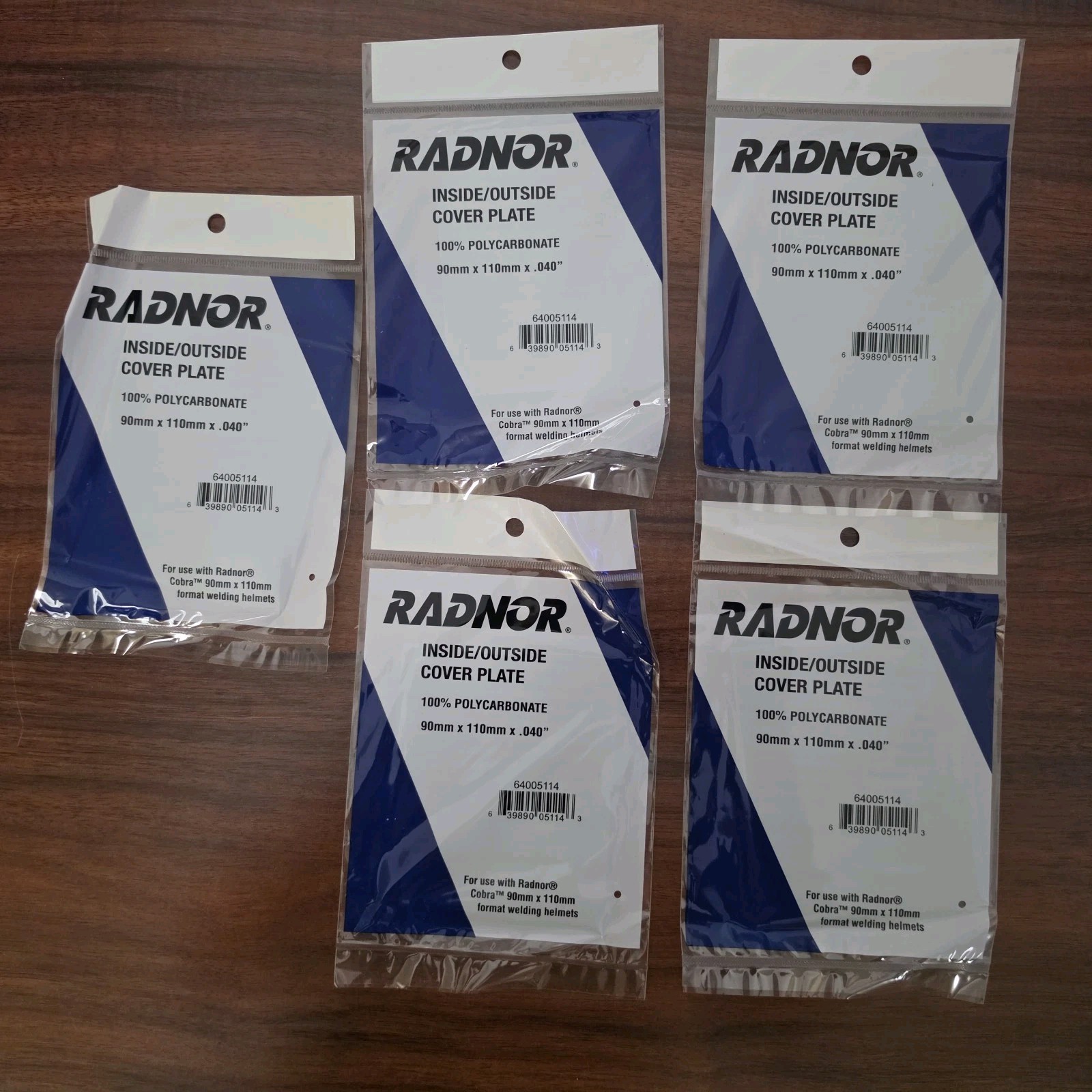 Lot of 5ea RADNOR 64005114 Cover Plate 100% Polycarbonate 90mm X 110mm X .040″