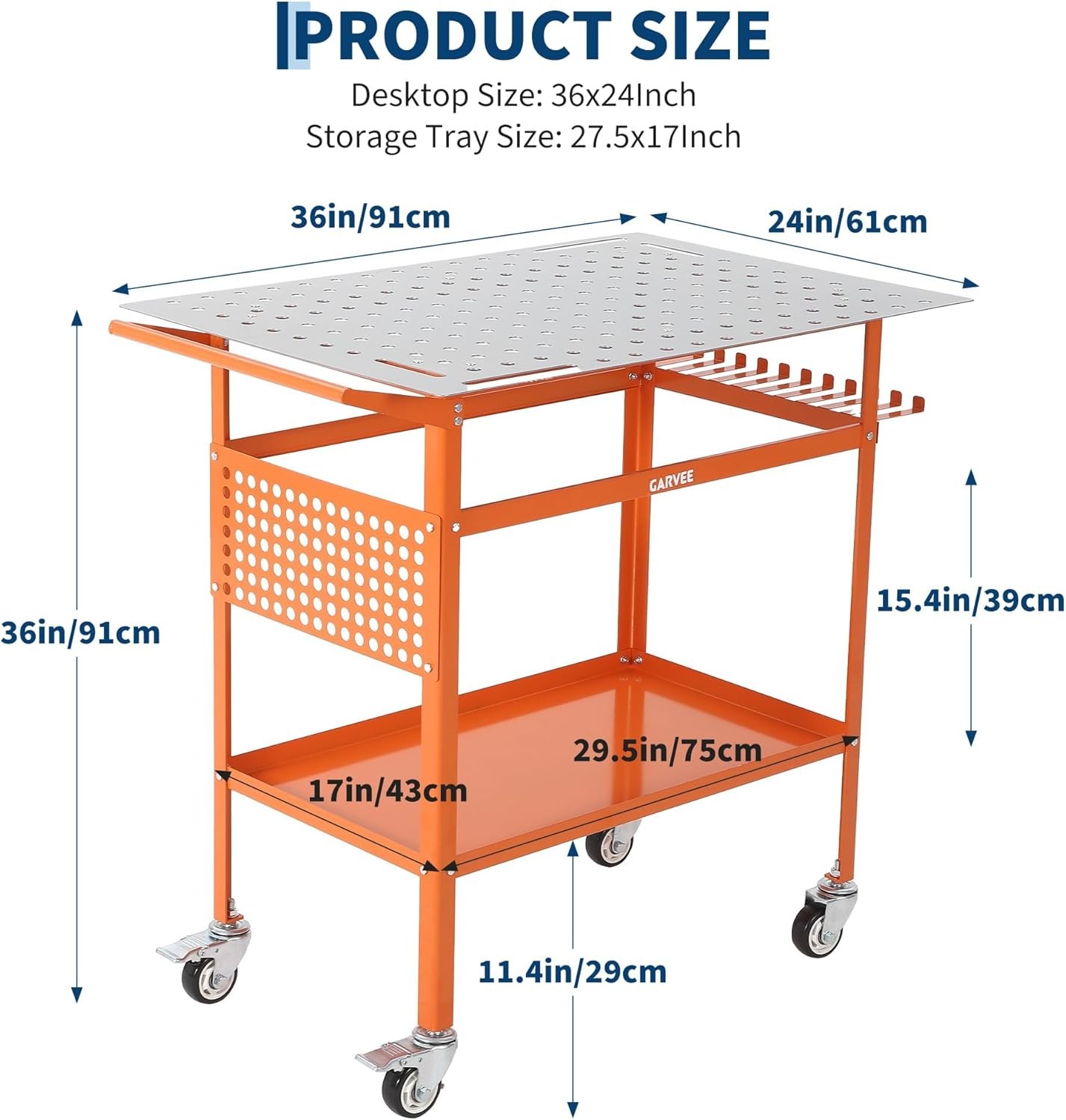 Welding Table 36″x24″ 800LBS Welding Table with Multiple Fixture Holes,Pegboard