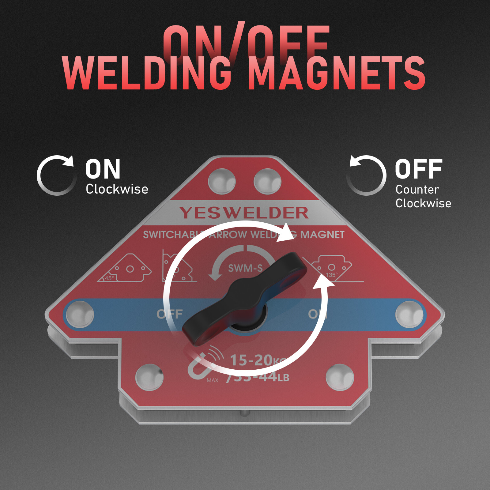 Switchable Arrow Welding Magnet 33-44LBs On/Off Switch Magnetic Welding Holder