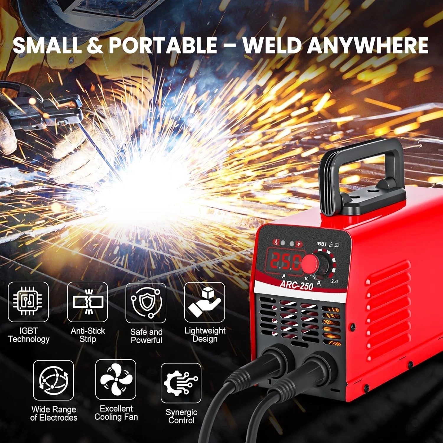 MINI Portable Stick Welder 250Amp, 110V Welding Machine with 20PCS Rods & Glo…