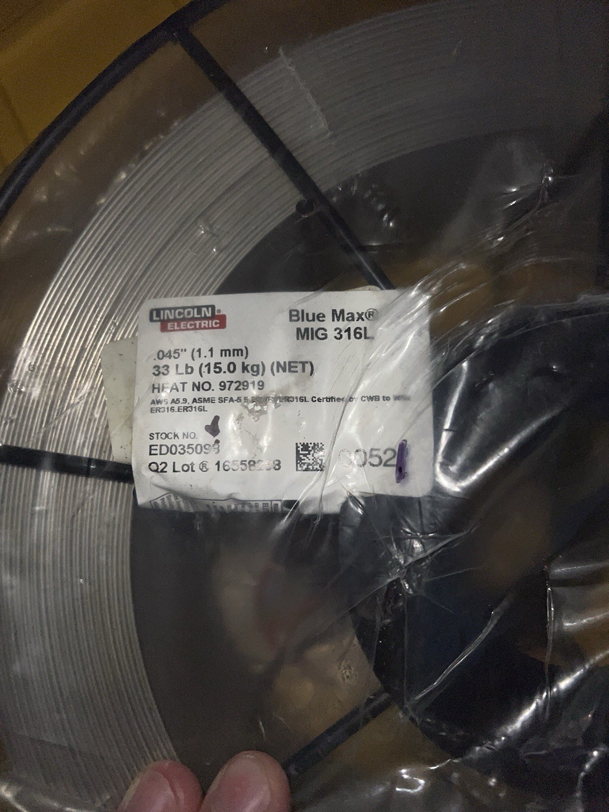 .045″ ER316L Blue Max® 316L Stainless Steel MIG Wire 33 lb Steel Spool