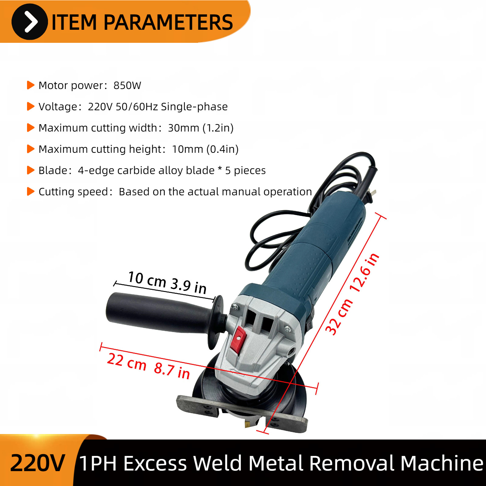 Industrial Portable Weld Shaver Planer Removal Machine 220V Single-phase