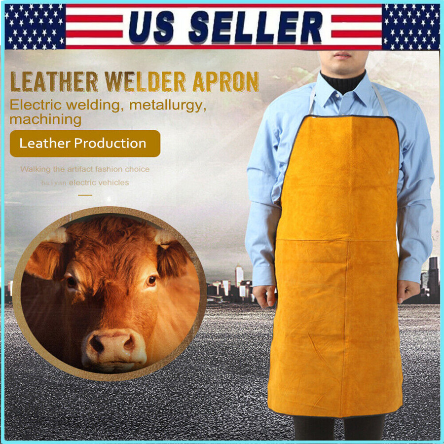 Leather Welding Work Apron – Flame Resistant &Heat Resistant Bib Apron