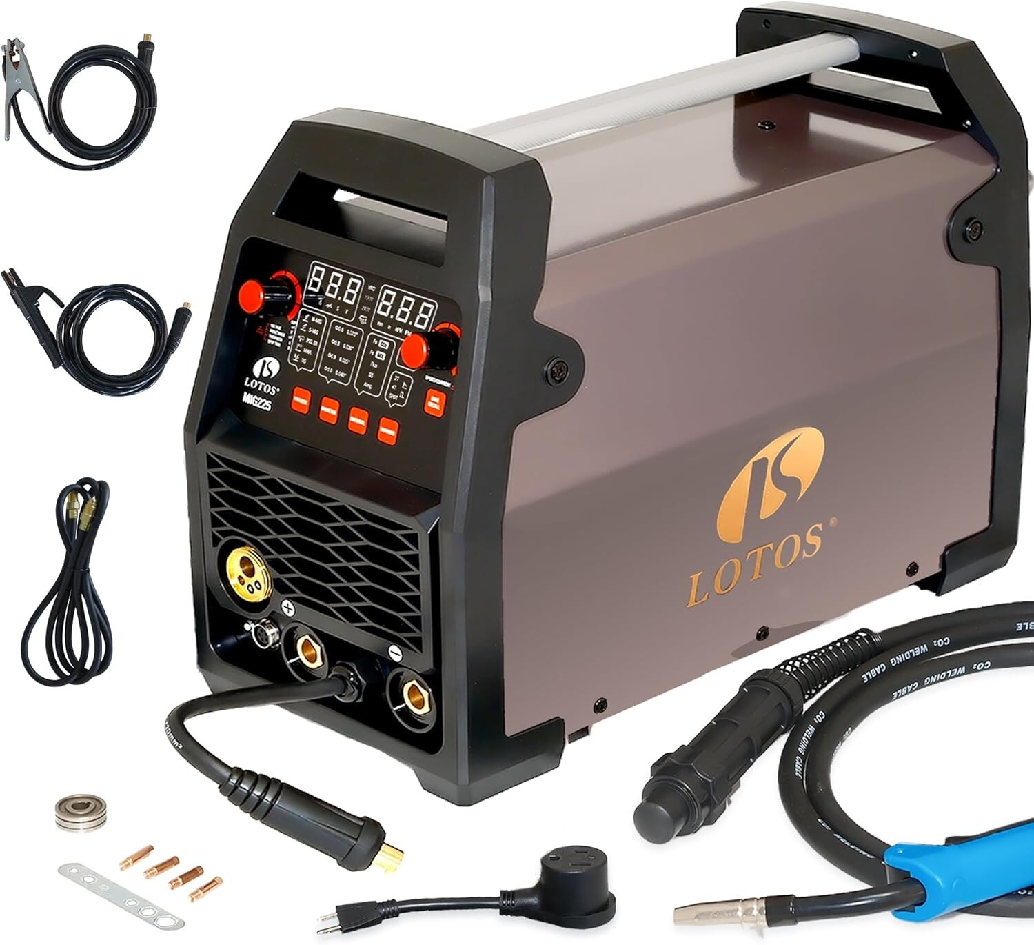 LOTOS MIG225 225A MIG Welder,6 in 1, Gasless Flux Core, Stick, Lift TIG 120/240V
