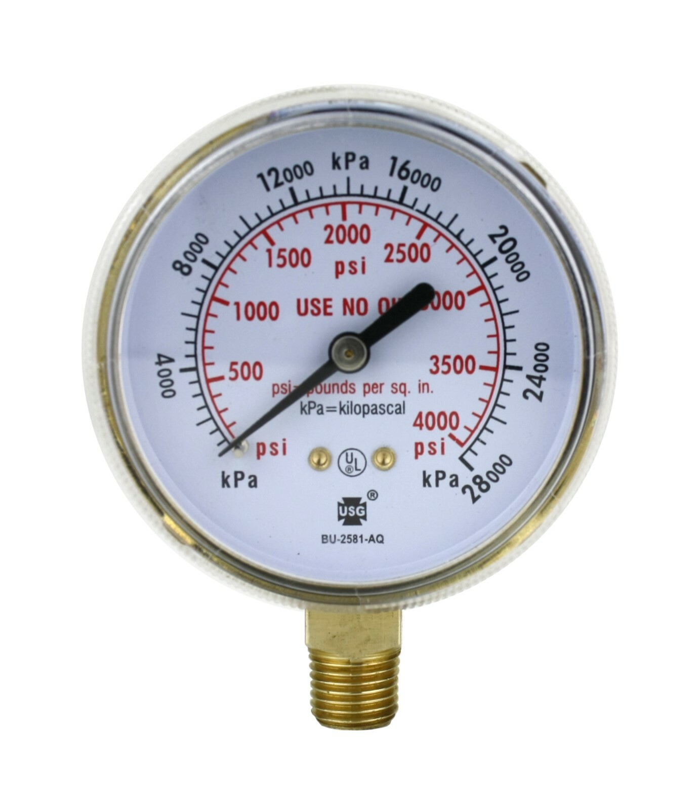 Gauges for Heavy-Duty Oxygen Regulators – 2.5 inches – Thread: 1/4″ NPT