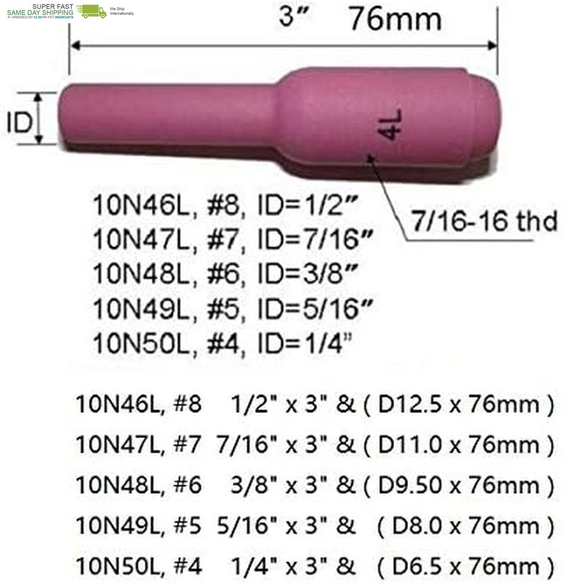 Alumina Nozzle Ceramic Cups Assorted Size Kit Fit QQ300 PTA DB SR WP 17 18 26 TI