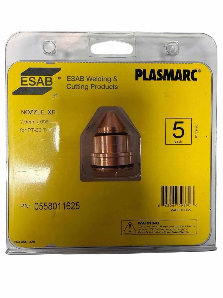 NEW 5 Pieces Plasmarc ESAB Welding & Cutting Nozzles XR 2.5mm .098″ 0558011625