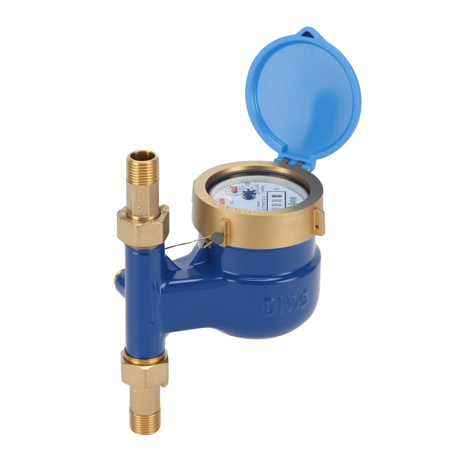 DN15 Vertical Water Meter with 1/2″ NPT Couplings, Heavy Brass Cold Water Met…