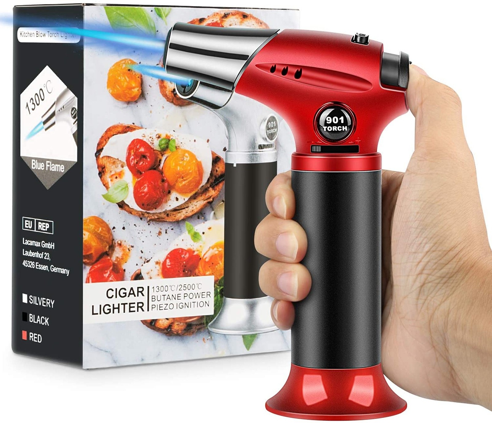 Kitchen Butane Torch, Safety Lock Adjustable Flame for Baking BBQ | 2500°F